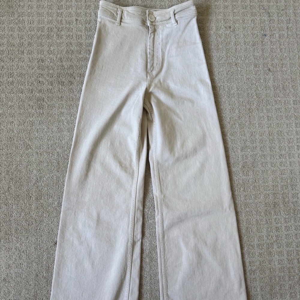 Zara women’s marine straight cream wide leg pants 26 or 2